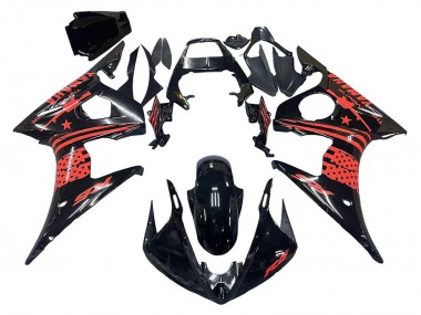 2003-2004 Yamaha YZF R6 Motorcycle Fairing - Glossy Black Red UK