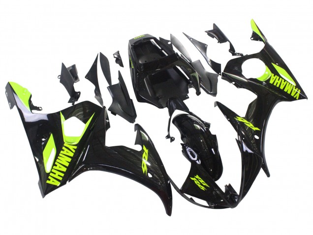2006-2009 Yamaha YZF R6S Motorcycle Fairings - Glossy Black Neon Yellow UK