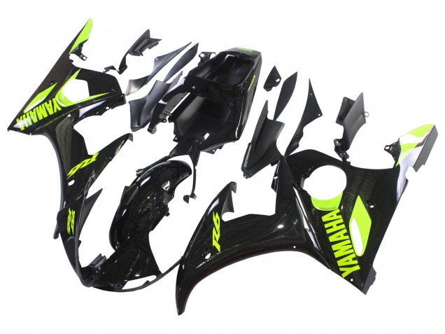 2006-2009 Yamaha YZF R6S Motorcycle Fairings - Glossy Black Neon Yellow UK