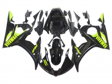 2006-2009 Yamaha YZF R6S Motorcycle Fairings - Glossy Black Neon Yellow UK