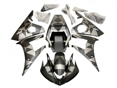 2006-2009 Yamaha YZF R6S Motorcycle Fairings - Black Red Geometric UK