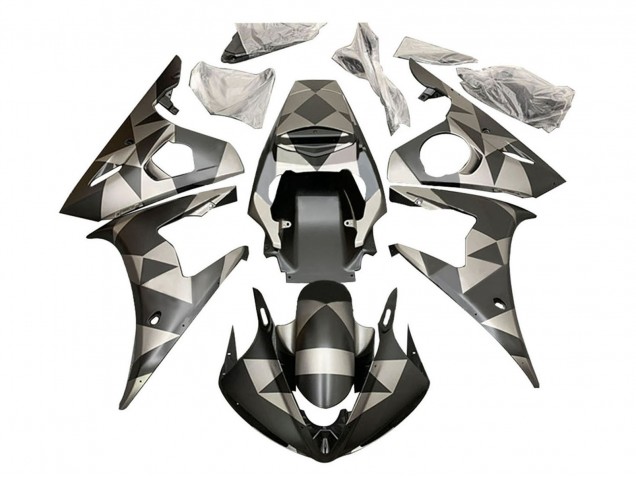 2006-2009 Yamaha YZF R6S Motorcycle Fairings - Black Red Geometric UK