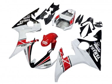 2003-2004 Yamaha YZF R6 Motorcycle Fairings - White Red Glossy Black Motul UK