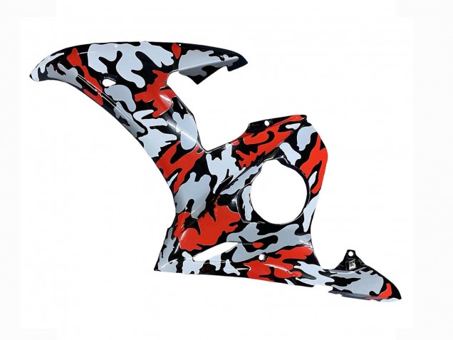 2006-2009 Yamaha YZF R6S Motorcycle Fairings - Black Red Grey Camouflage UK