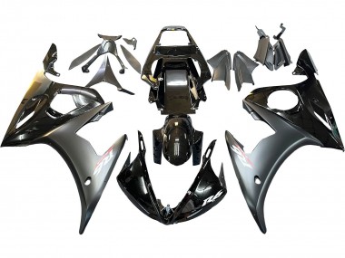 2003-2004 Yamaha YZF R6 Motorcycle Fairings - Glossy Black Matte Black Gold Chameleon UK