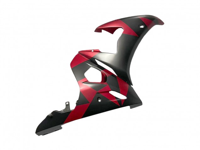 2005 Yamaha YZF 600 R6 Motorcycle Fairings - Matte Black Red Geometric UK