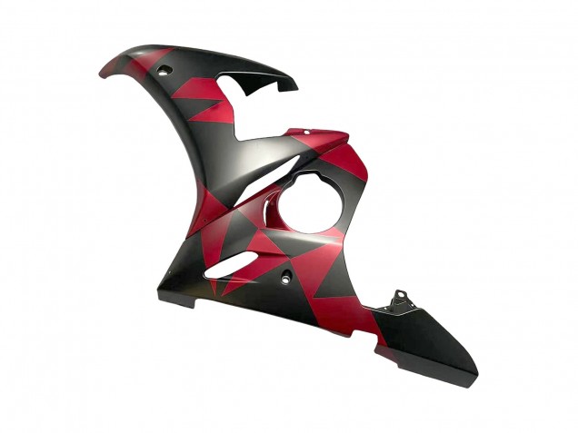 2005 Yamaha YZF 600 R6 Motorcycle Fairings - Matte Black Red Geometric UK