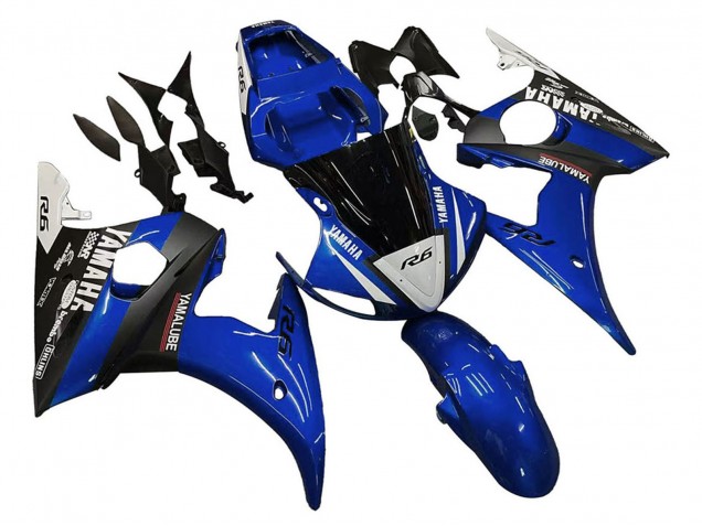 2005 Yamaha YZF 600 R6 Motorcycle Fairings - Blue White Black Yamalube UK