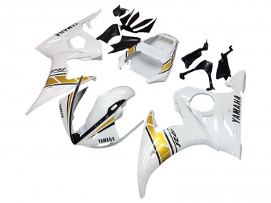 2005 Yamaha YZF 600 R6 Motorcycle Fairings - White Gold Black UK