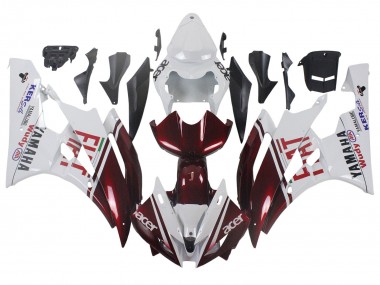 2006-2007 Yamaha YZF 600 R6 Motorcycle Fairings - White Maroon Red Fiat Acer Yamalube UK