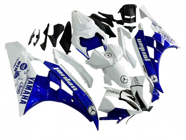 2006-2007 Yamaha YZF 600 R6 Motorcycle Fairings - White Blue Jordan UK