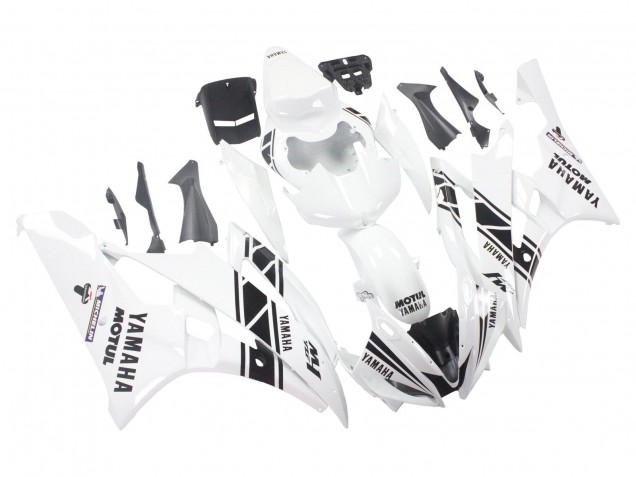 2006-2007 Yamaha YZF 600 R6 Motorcycle Fairings - White Glossy Black Motul Michelin UK