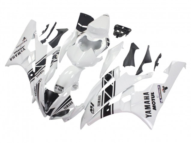 2006-2007 Yamaha YZF 600 R6 Motorcycle Fairings - White Glossy Black Motul Michelin UK