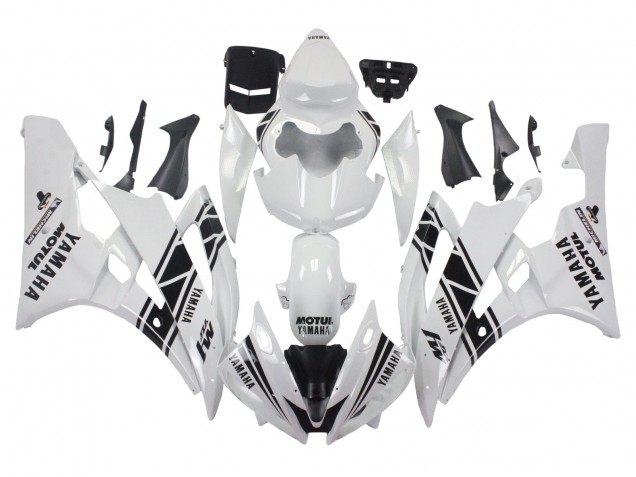 2006-2007 Yamaha YZF 600 R6 Motorcycle Fairings - White Glossy Black Motul Michelin UK