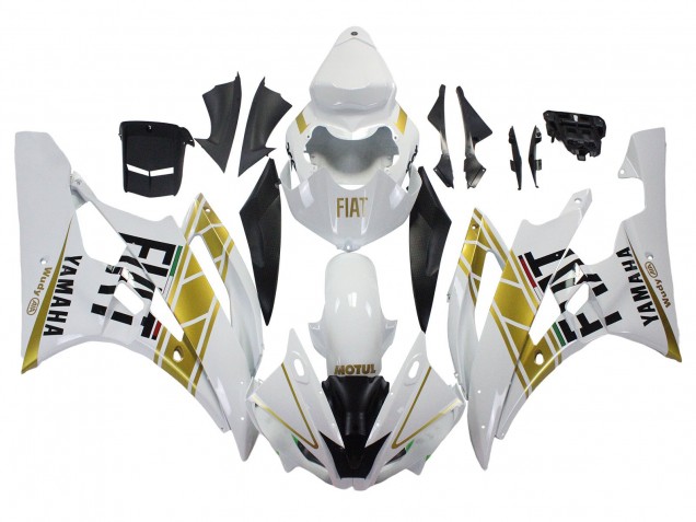 2006-2007 Yamaha YZF 600 R6 Motorcycle Fairings - White Gold Black Fiat UK