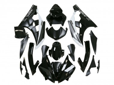 2006-2007 Yamaha YZF 600 R6 Motorcycle Fairings - Glossy Black Matte Black White Motul Michelin UK