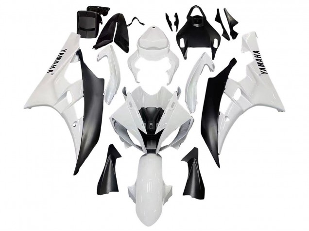 2006-2007 Yamaha YZF 600 R6 Motorcycle Fairings - White Matte Black UK