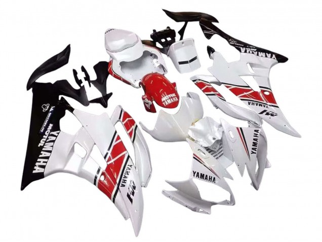 2006-2007 Yamaha YZF 600 R6 Motorcycle Fairings - White Red Black Motul UK