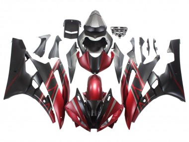 2006-2007 Yamaha YZF 600 R6 Motorcycle Fairings - Red Matte Black UK