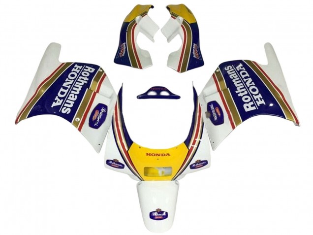 1988-1989 Honda NSR250R Motorcycle Fairings - White Yellow Blue Rothmans UK