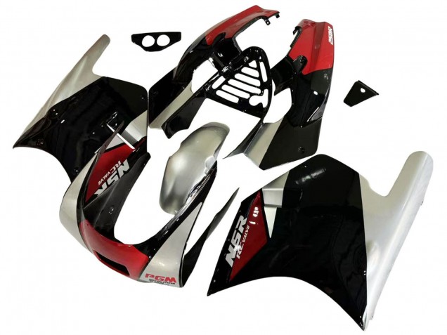 1988-1989 Honda NSR250R Motorcycle Fairings - Silver Red Glossy Black UK