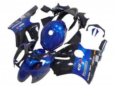2000-2001 Kawasaki ZX12R Motorcycle Fairings - Blue Glossy Black Elf Bridgestone UK