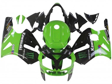 2002-2006 Kawasaki ZX12R Motorcycle Fairing - Green Glossy Black Elf Touch4 Monster UK