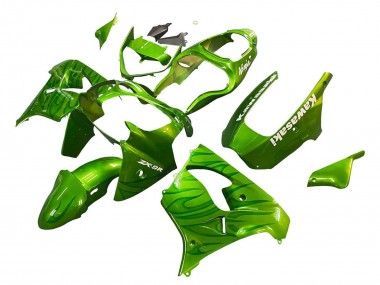 2000-2001 Kawasaki ZX9R Motorcycle Fairings - Green Flame UK