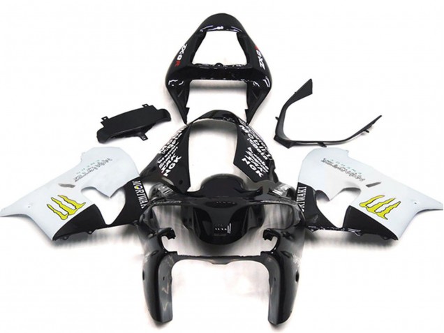 2002-2003 Kawasaki ZX9R Motorcycle Fairings - White Glossy Black Yellow Monster UK