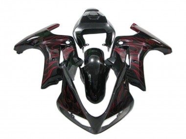2003-2013 Suzuki SV650 Motorcycle Fairings - Glossy Black Red Flame UK