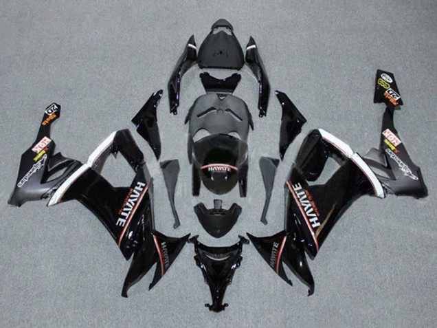 2008-2010 Kawasaki ZX10R Motorcycle Fairings - Glossy Black Red White Hayate UK