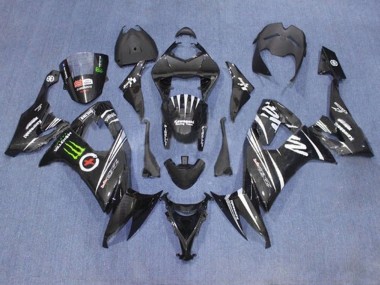 2008-2010 Kawasaki ZX10R Motorcycle Fairings - Black White Green Monster UK