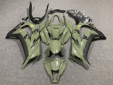 2011-2015 Kawasaki ZX10R Motorcycle Fairings - Dark Army Green Black Yellow Star UK