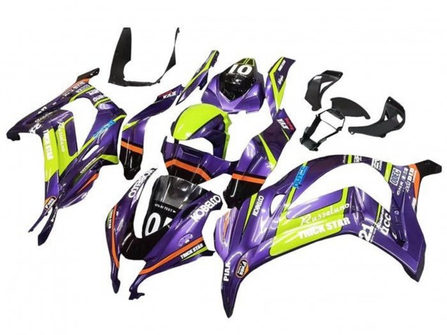 2016-2020 Kawasaki ZX10R Motorcycle Fairings - Purple Yellow Trick Star Kobelco UK