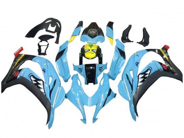 2016-2020 Kawasaki ZX10R Motorcycle Fairings - Light Blue Yellow Shark UK