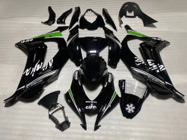 2016-2020 Kawasaki ZX10R Motorcycle Fairings - Glossy Black White Green Stripe Snow UK