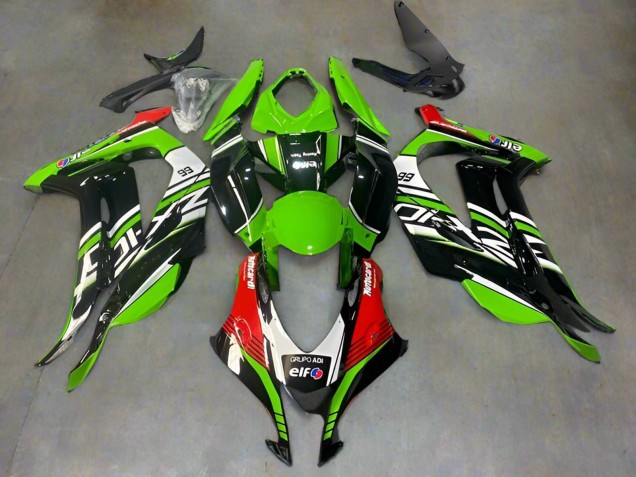 2016-2020 Kawasaki ZX10R Motorcycle Fairings - Green Black Red White Elf UK