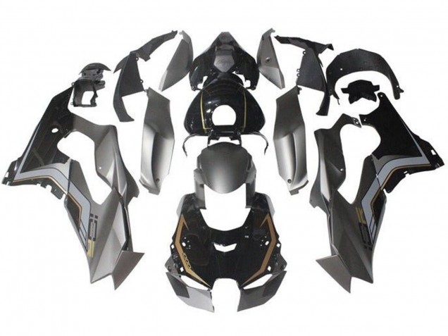 2021-2025 Kawasaki ZX10R Motorcycle Fairings - Grey Glossy Black Gold UK