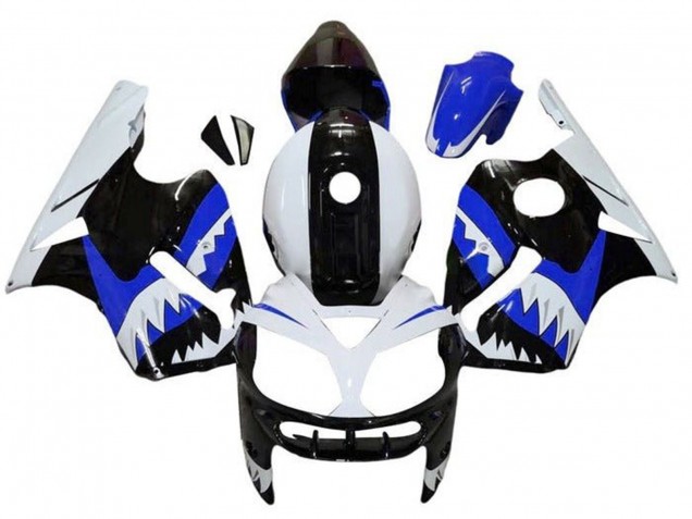 2000-2001 Kawasaki ZX12R Motorcycle Fairings - White Black Blue Shark UK