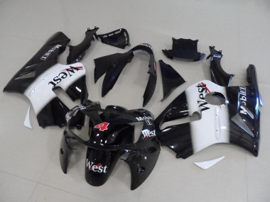 2002-2006 Kawasaki ZX12R Motorcycle Fairings - Glossy Black White Red West Mobil 4 UK