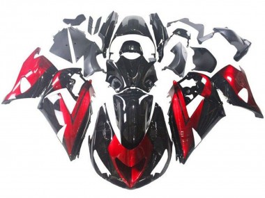 2006-2011 Kawasaki ZX14R ZZR1400 Motorcycle Fairings - Red Glossy Black UK