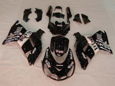 2006-2011 Kawasaki ZX14R ZZR1400 Motorcycle Fairings - Glossy Black White West UK