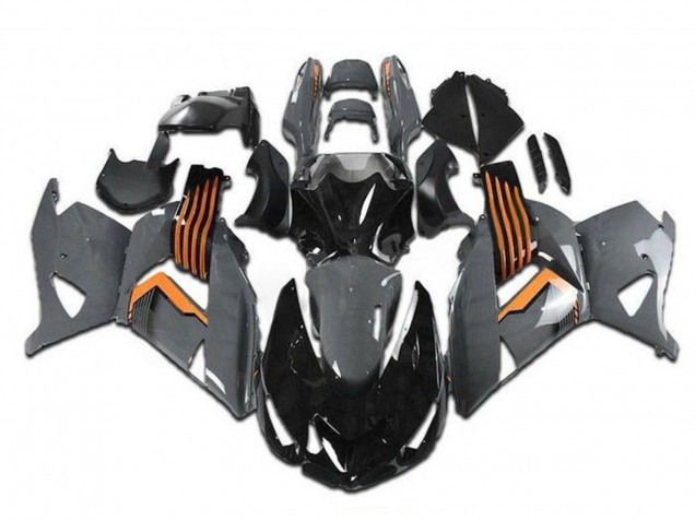 2006-2011 Kawasaki ZX14R ZZR1400 Motorcycle Fairings - Grey Orange Black UK