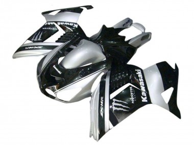 2006-2011 Kawasaki ZX14R ZZR1400 Motorcycle Fairings - Silver Black Monster UK