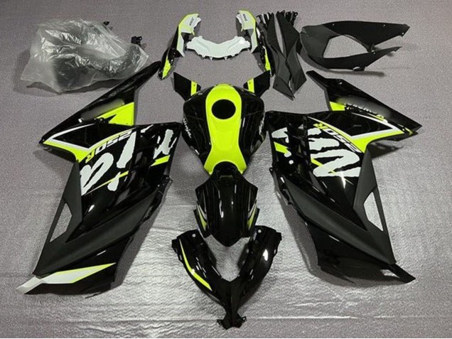 2013-2024 Kawasaki EX300 Motorcycle Fairings - Glossy Black Neon Yellow White UK