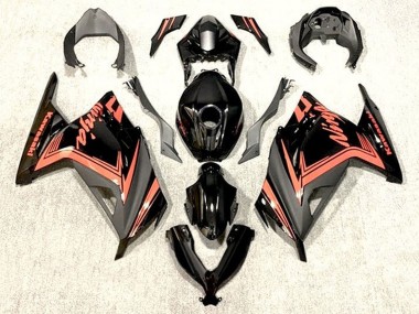 2013-2024 Kawasaki EX300 Motorcycle Fairings - Glossy Black Orange UK