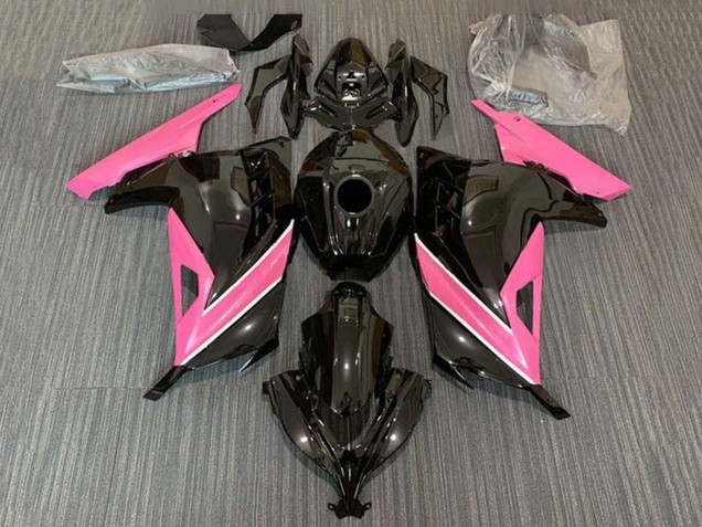2013-2024 Kawasaki EX300 Motorcycle Fairings - Glossy Black Pink White Stripe UK