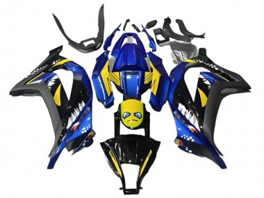 2013-2024 Kawasaki EX300 Motorcycle Fairings - Blue Yellow Black Shark UK