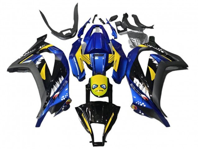 2013-2024 Kawasaki EX300 Motorcycle Fairings - Blue Yellow Black Shark UK