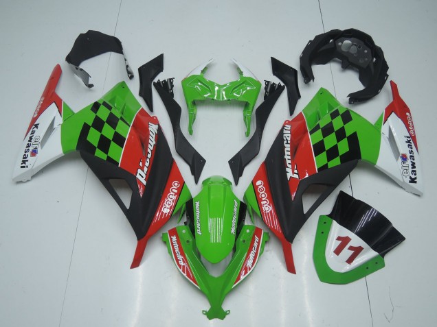2013-2024 Kawasaki EX300 Motorcycle Fairings - Green White Red Black Motocard UK